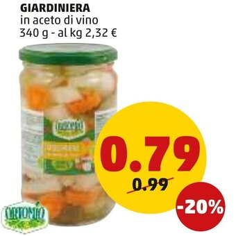 PENNY Ortomio Giardiniera in aceto di vino 340 g offerta