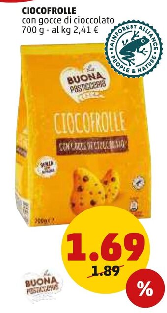PENNY Buona Pasticceria Ciocofrolle con gocce di cioccolato 700 g offerta
