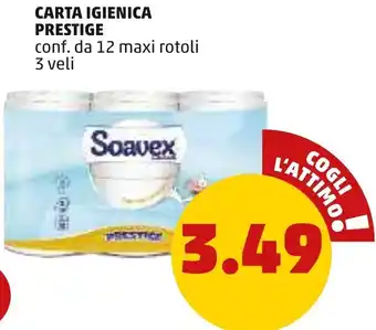 PENNY Soavex Carta Igienica 12 maxi rotoli 3 veli offerta