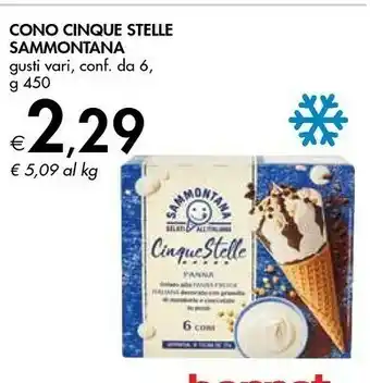 Bennet Sammontana Cinque Stelle Panna 6 Coni 450 G(ml) offerta