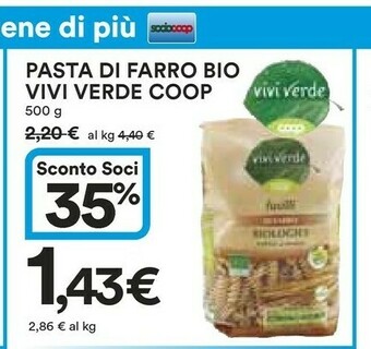 Coop Coop - Fusilli Di Farro Biologici Vivi Verde 500 G(ml) offerta