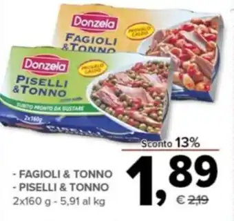 Todis Donzela Fagioli & Tonno-Piselli & tonno 2x160 g offerta