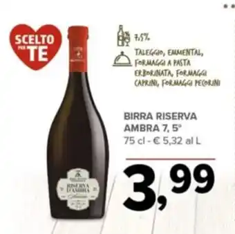Todis Birra Riserva ambra 7,5° 75 cl offerta