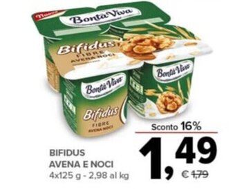 Todis Bifidus Avena e noci 4x125 g offerta