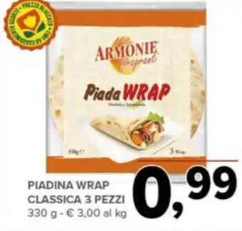 Todis Piadina wrap classica 3 pezzi 330 g offerta