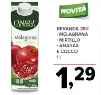 Todis Canaria Bevanda 25% melagrana/mirtillo/ananas e cocco 1 L offerta