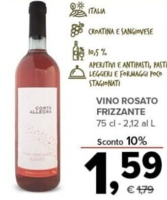 Todis Vino Rosato Frizzante 75 cl offerta