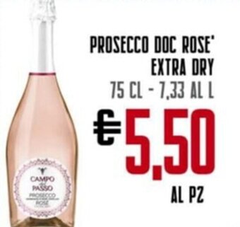 Todis Prosecco Doc Rose' Extra dry 75 cl offerta