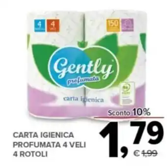 Todis Gently Carta igienica profumata 4 veli 4 rotoli offerta