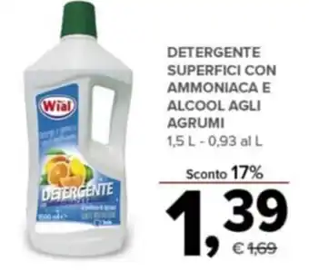 Todis Wial Detergente superfici con ammoniaca e alcool agli agrumi 1,5 l offerta