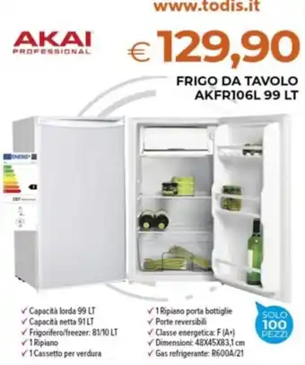 Todis Akai Frigo da tavolo AKFR106L 99 lt offerta