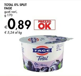 Bennet Fage Total 0% Con Mirtilli 170 G(ml) offerta