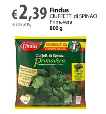 Extra Supermercati Findus Ciuffetti di Spinaci Primavera 800 g offerta