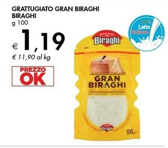 Bennet Biraghi Gran 100% Latte Italiano Grattugiato Fresco 100 G(ml) offerta
