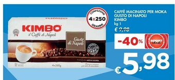 Bennet Kimbo Caffè Macinato Per Moka Gusto Di Napoli offerta