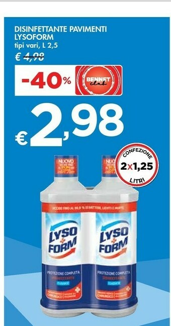 Bennet Lysoform Disinfettante Pavimenti offerta