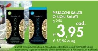 Bennet Pistacchi Salati O Non Salati 250 G offerta