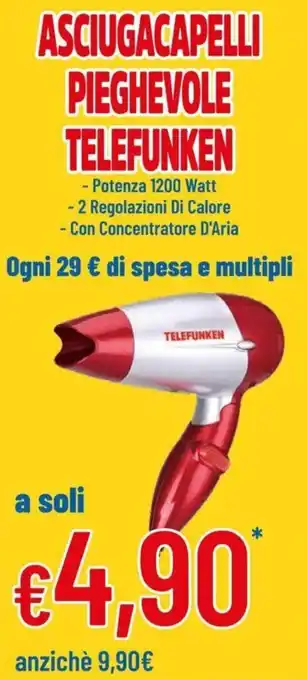 DPiù Telefunken Asciugacapelli pieghevole offerta