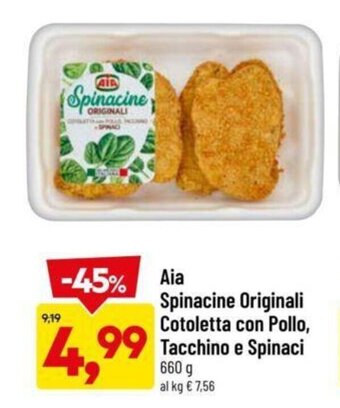 DPiù Aia Spinacine Originali Cotoletta con Pollo, Tacchino e Spinaci 660 g offerta