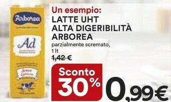 Coop Arborea Ad Latte Alta Digeribilità Parzialmente Scremato 1000 G(ml) offerta