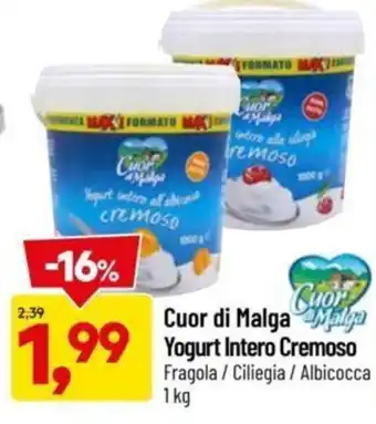 DPiù Cuor di Malga Yogurt Intero Cremoso 1 kg offerta