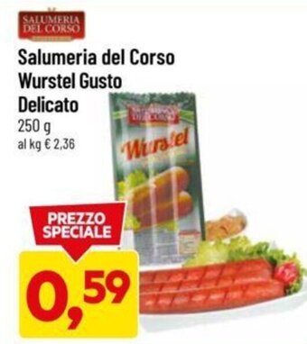 DPiù Salumeria del Corso Wurstel Gusto Delicato 250 g offerta