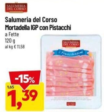 DPiù Salumeria del Corso Mortadella IGP con Pistacchi 120 g offerta