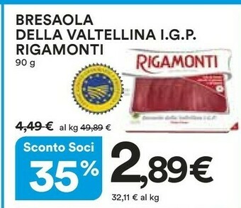 Coop Rigamonti Rigamonti - Bresaola della Valtellina IGP 90 g(ml) offerta