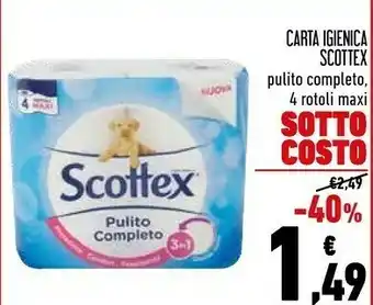 Conad Scottex Carta Igienica Pulito Completo, 4 Rotoli Maxi offerta