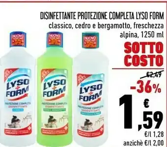Conad Lysoform Disinfettante Protezione Completa Classico / Cedro E Bergamotto / Freschezza Alpina 1250 Ml offerta