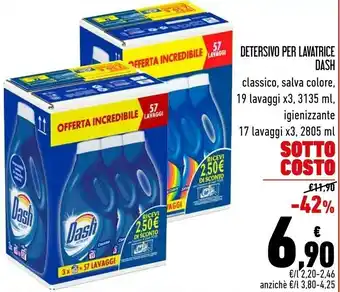 Conad Dash Detersivo Per Lavatrice Classico / Salva Colore 19 Lavaggi X3, 3135 Ml / Igienizzante 17 Lavaggi X3, 2805 Ml offerta