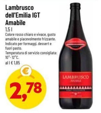 DPiù Lambrusco dell'Emilia IGT Amabile 1,5 l offerta
