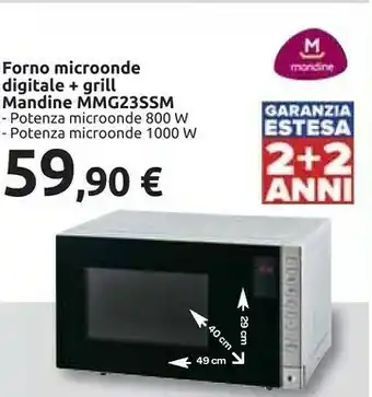 Carrefour Mandine Forno Microonde Digitale + Grill Mmg23ssm offerta