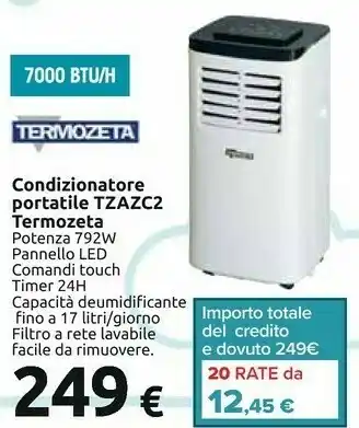 Carrefour Termozeta Condizionatore Portatile TZAZC2 offerta