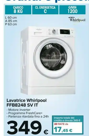 Carrefour Whirlpool FFB 8248 SV IT Lavatrice Libera Installazione Caricamento Frontale 8 Kg 1200 Giri/min C Bianco offerta