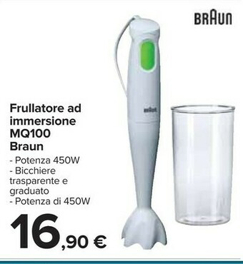 Carrefour Braun MQ 100 Frullatore Frullatore Ad Immersione Grigio 450 W offerta