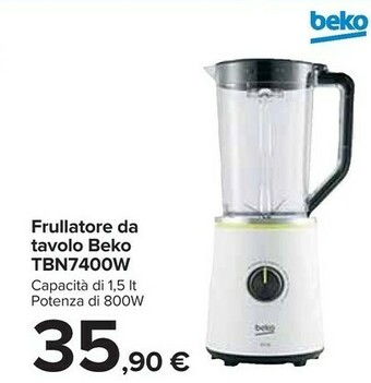 Carrefour Beko TBN7400W Frullatore 1,5 L Potenza 800 W offerta