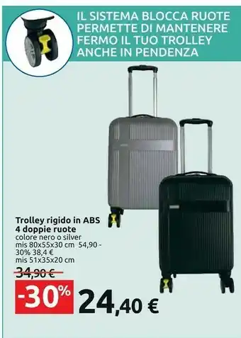 Carrefour Trolley Rigidio In ABS 4 Doppie Ruote offerta