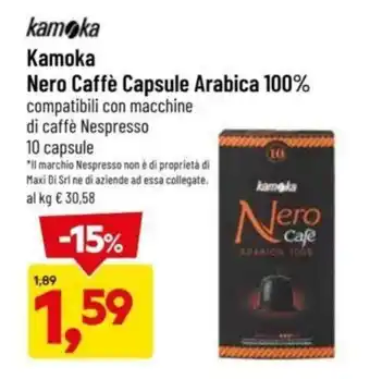 DPiù Kamoka Nero Caffè Capsule Arabica 100% 10 capsule offerta
