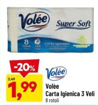 DPiù Volèe Carta Igienica 3 Veli 8 rotoli offerta