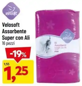DPiù Velosoft Assorbente Super con Ali 16 pezzi offerta