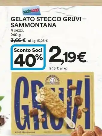 Coop Sammontana Gelato Stecco Gruvi 4 Pezzi 240 G offerta