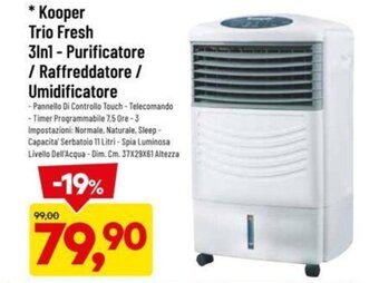 Kooper Trio Fresh 3in1 - Purificatore / Raffreddatore Umidificatore