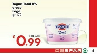 Despar Fage Yogurt Total 0% Greco offerta