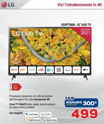 LG 55UP75006LF TV 139,7 Cm (55") 4K Ultra HD Smart TV Wi-Fi Nero
