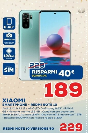 Euronics Xiaomi Redmi Note 10 5G offerta