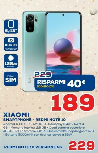Euronics Xiaomi Redmi Note 10 offerta