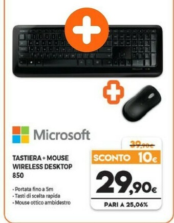 Expert Microsoft Wireless Desktop 850 Tastiera RF Wireless Nero offerta