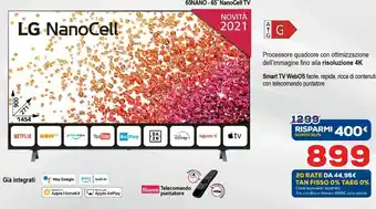 Euronics LG 65NANO996NA-AEU TV 165,1 Cm (65") 8K Ultra HD Nero, Argento offerta