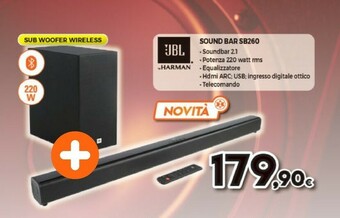 Expert Jbl Cinema SB260 Altoparlante Soundbar 2.1 Canali 220 W Nero offerta
